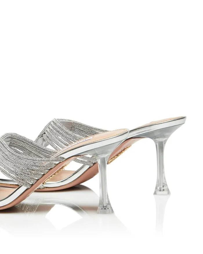 Gatsby Mule 75 Silver Women Aquazzura Sandals Gatsby Mule 75 Silver Women Aquazzura Sandals