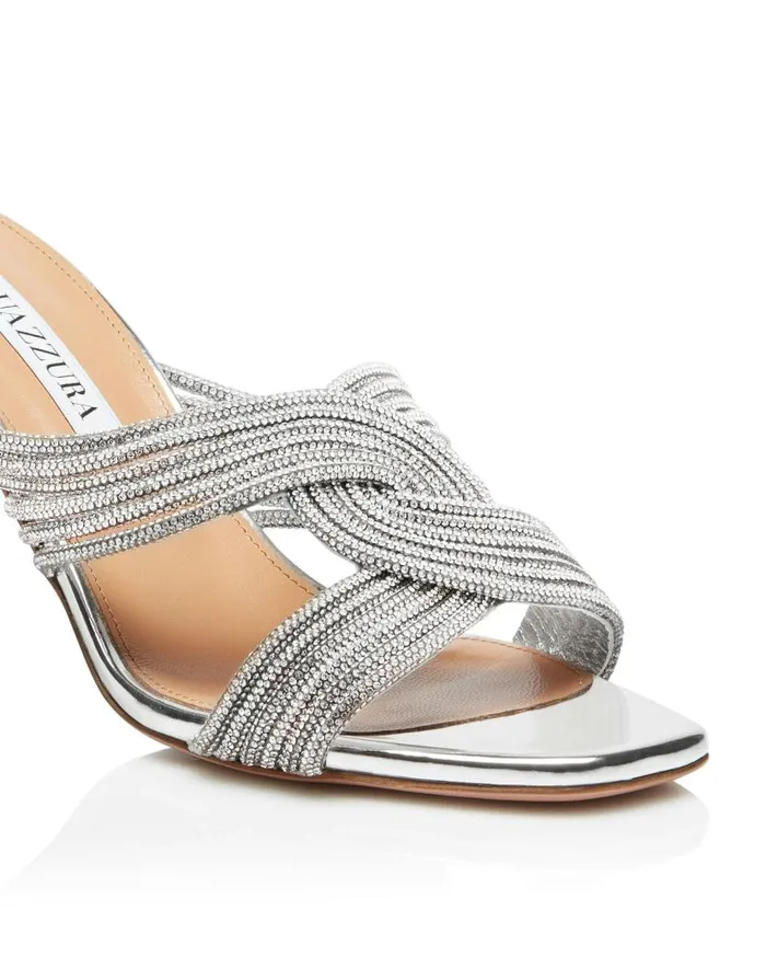 Gatsby Mule 75 Silver Women Aquazzura Sandals Gatsby Mule 75 Silver Women Aquazzura Sandals