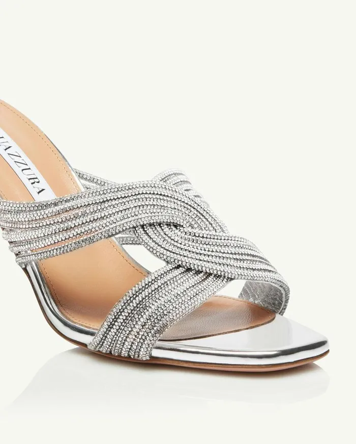 Gatsby Mule 75 Silver Women Aquazzura Sandals Gatsby Mule 75 Silver Women Aquazzura Sandals