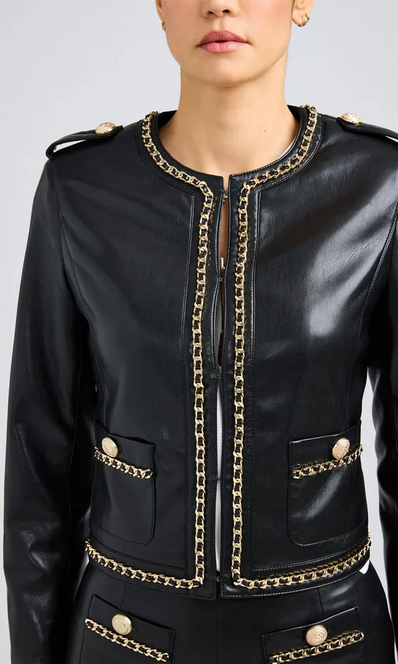 Generation Love Clothing Blazers and Jackets Jemmy Chain Vegan Leather Jacket Black 8211 Women
