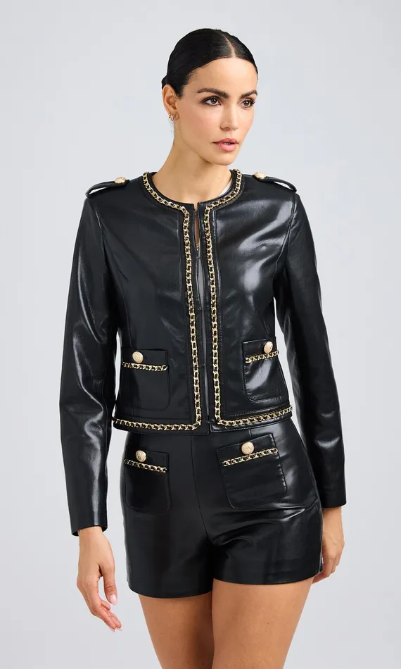 Generation Love Clothing Blazers and Jackets Jemmy Chain Vegan Leather Jacket Black 8211 Women