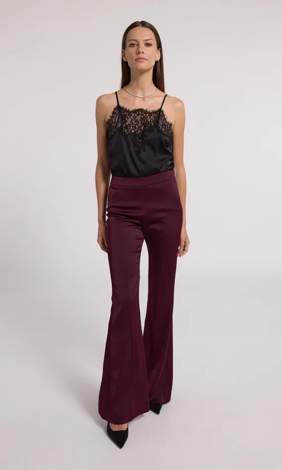 Generation Love Clothing Pants Wesley Satin Pants Black Cherry 8211 Women