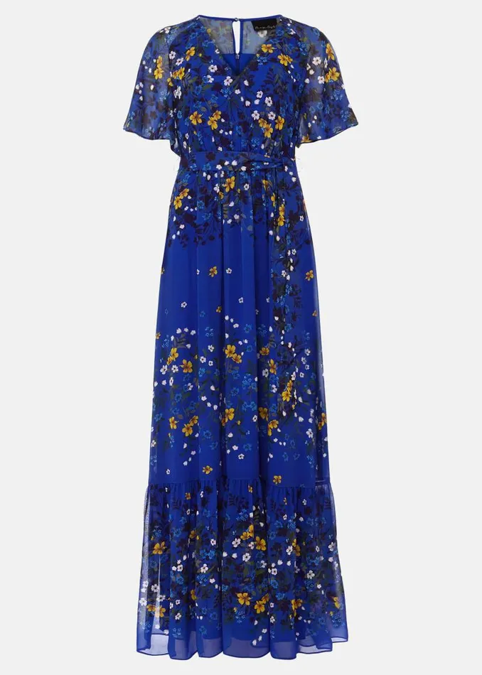 Georgie Tiered Maxi Dress Ceruleancanary Women Phase Eight Dresses