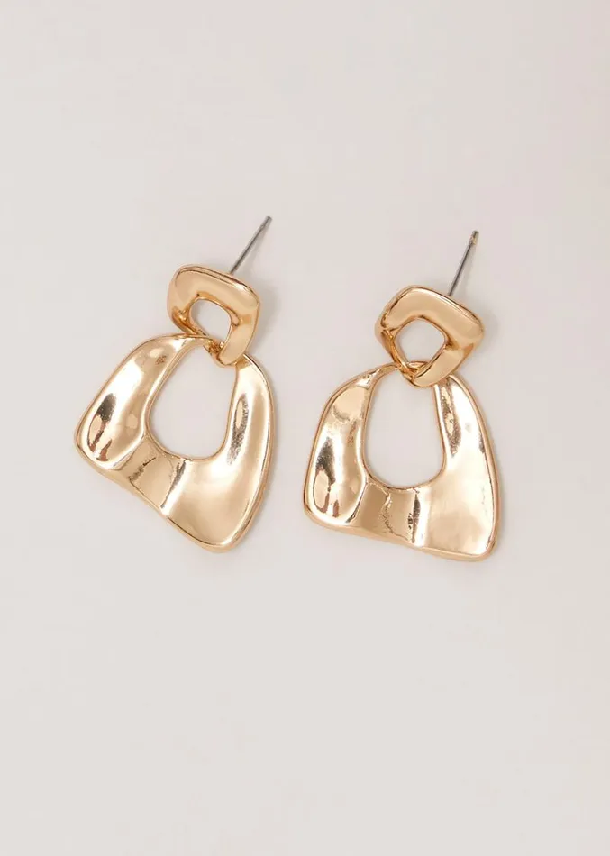Gold Irregular Square Drop Earrings Gold Women Phase Eight Jewellery