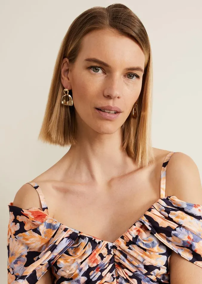 Gold Irregular Square Drop Earrings Gold Women Phase Eight Jewellery