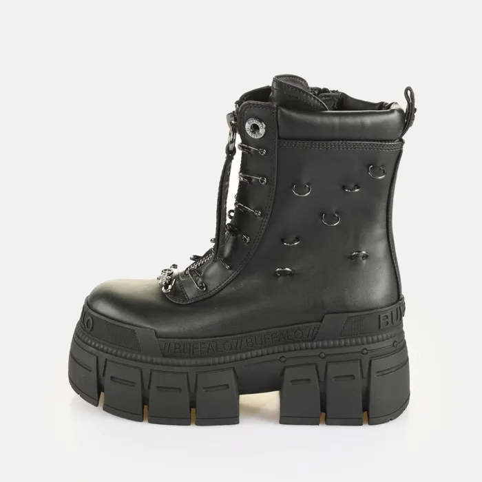 Gospher Lace Up Bike Black Buffalo Boots and AnkleBoots