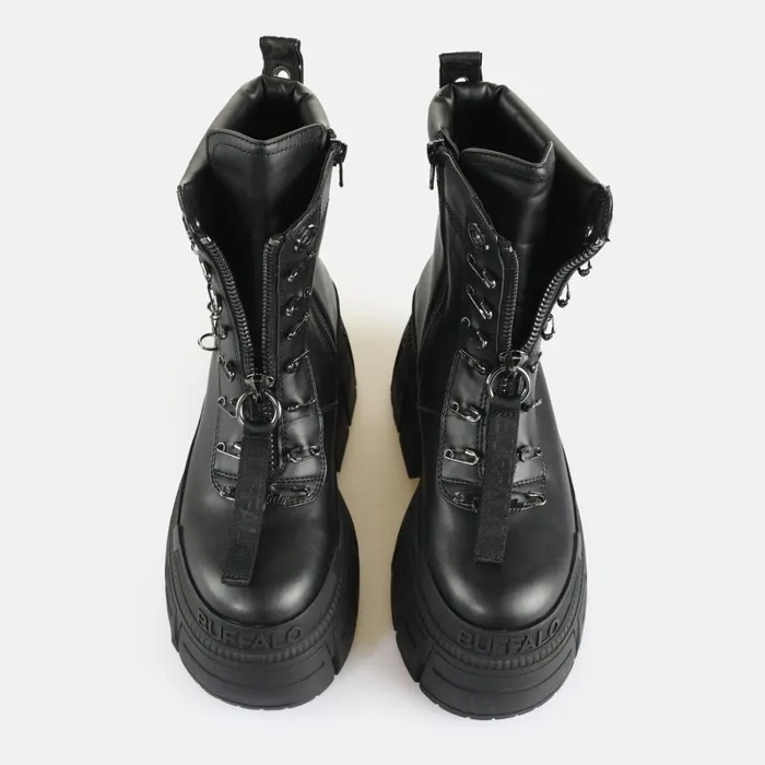 Gospher Lace Up Bike Black Buffalo Boots and AnkleBoots