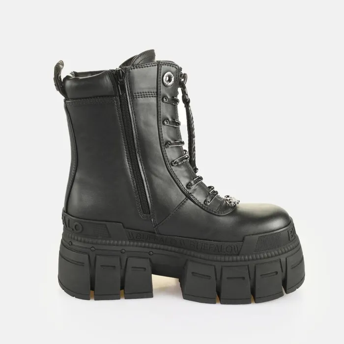 Gospher Lace Up Bike Black Buffalo Boots and AnkleBoots
