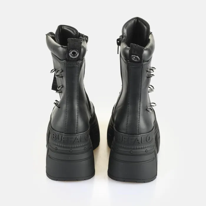 Gospher Lace Up Bike Black Buffalo Boots and AnkleBoots
