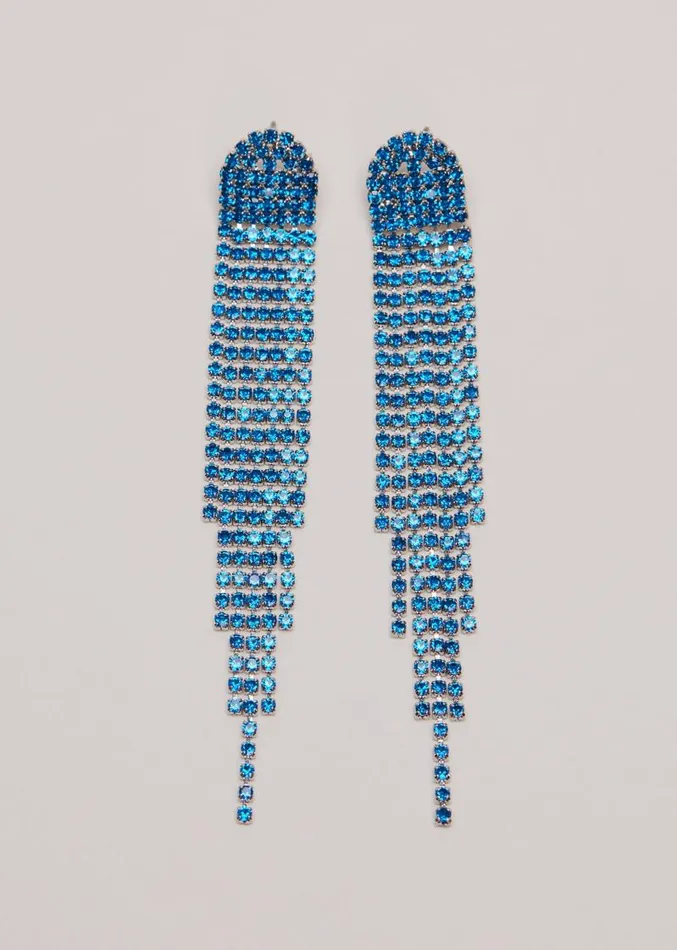 Graduated Stone Drop Earrings Blue Women Phase Eight Jewellery