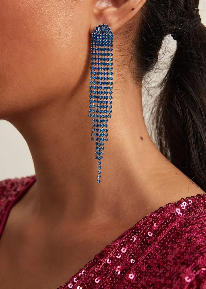 Graduated Stone Drop Earrings Blue Women Phase Eight Jewellery