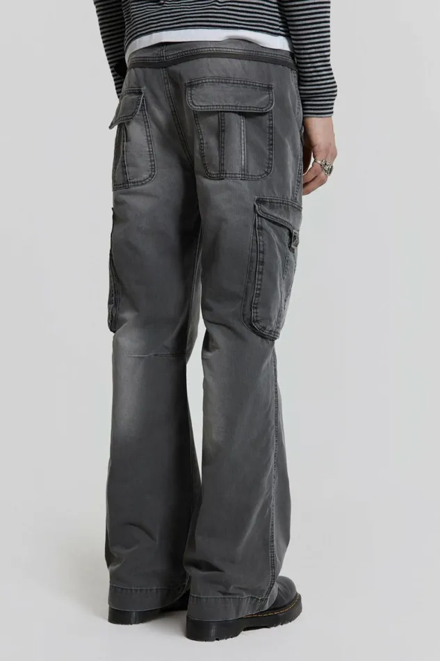 Grey Slub Denim Cargos Grey Men Jaded London Cargo Pants Grey Slub Denim Cargos Grey Men Jaded London Cargo Pants