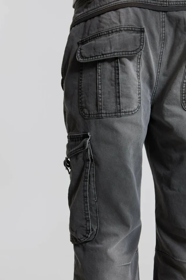 Grey Slub Denim Cargos Grey Men Jaded London Cargo Pants Grey Slub Denim Cargos Grey Men Jaded London Cargo Pants