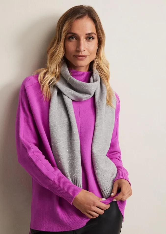 Grey Sparkly Scarf Pale Grey Women Phase Eight Scarves