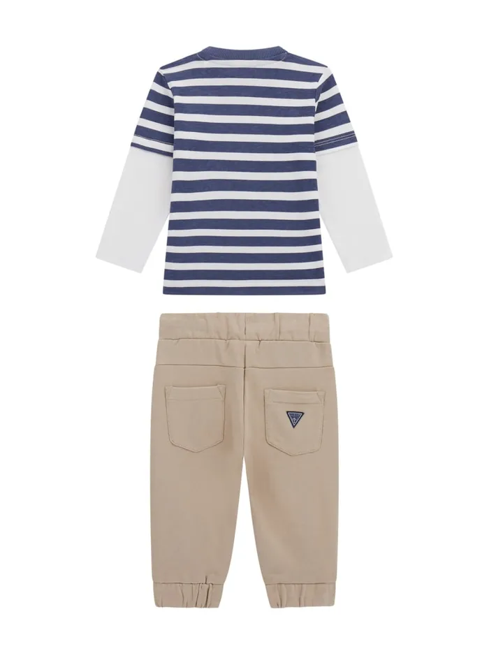 GUESS Baby Boy 0 24M Signature Tee And Pants Set 024M Blue 8211 Kids