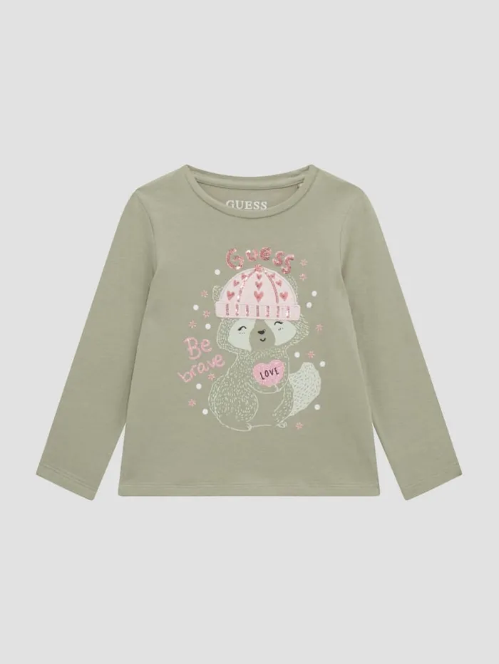GUESS Baby Girl 0 24M Eco Logo LongSleeve Tee 3M7 Green 8211 Kids