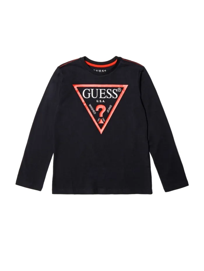 GUESS Big Boy 7 14 LongSleeve Logo Tee 714 White 8211 Kids