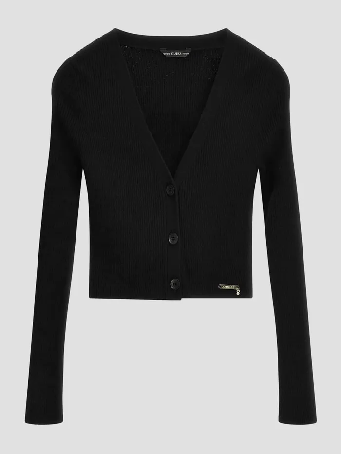 GUESS Big Girl 7 14 Eco Ribbed Cardigan 716 Black 8211 Kids