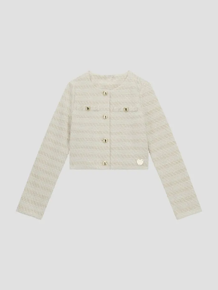 GUESS Big Girl 7 14 Stretch Boucle Blazer 716 White 8211 Kids
