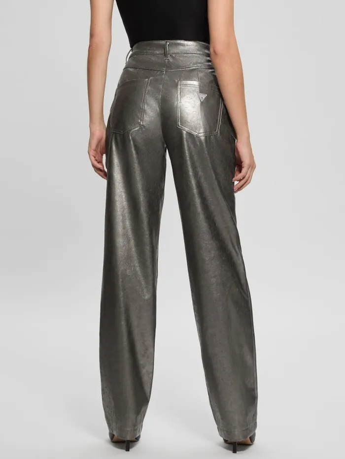 GUESS Bottoms Ambra Metallic FauxLeather Pants Gold 8211 Women
