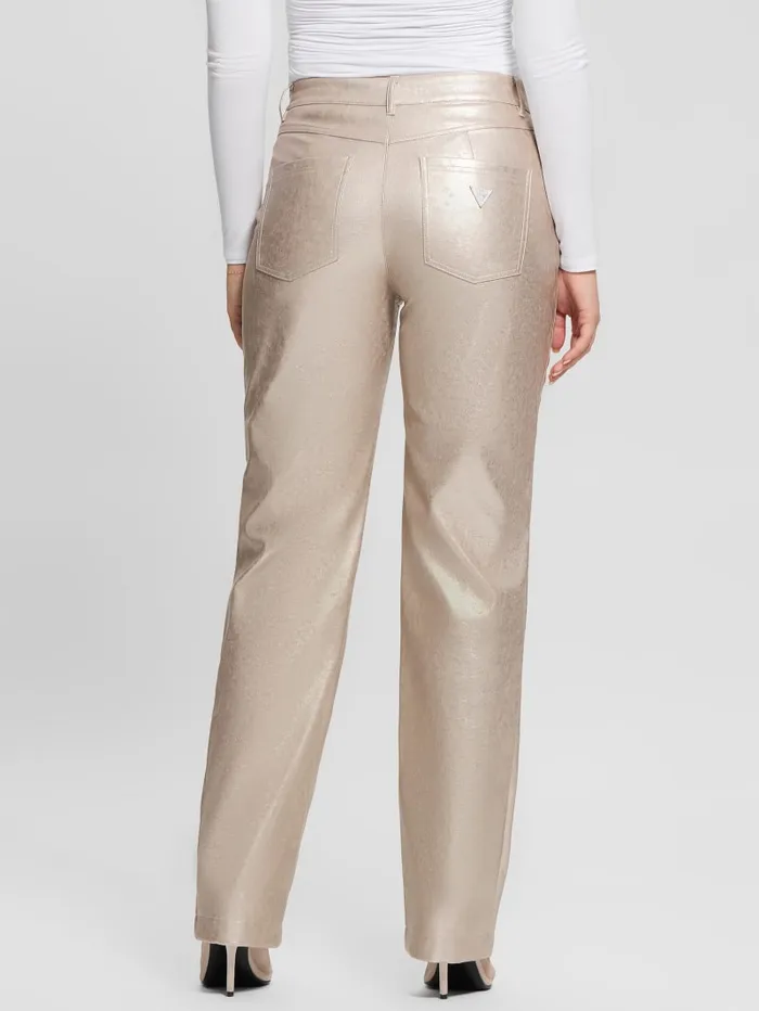GUESS Bottoms Ambra Metallic FauxLeather Pants Gold 8211 Women