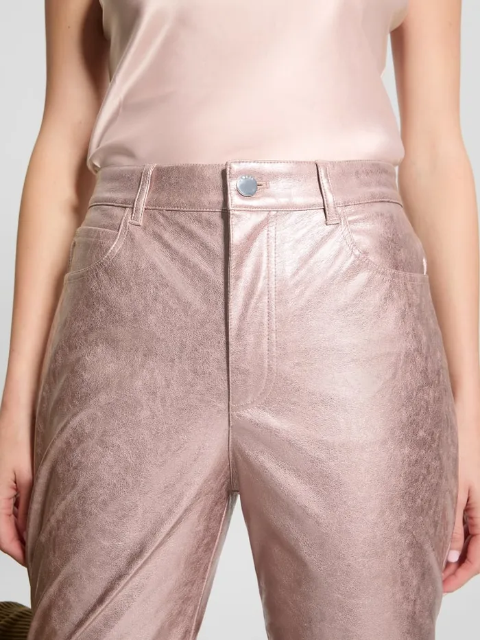 GUESS Bottoms Ambra Metallic FauxLeather Pants Gold 8211 Women