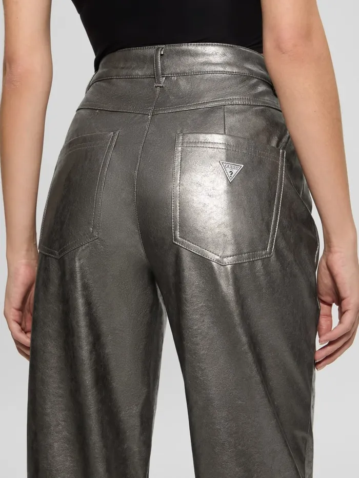GUESS Bottoms Ambra Metallic FauxLeather Pants Gold 8211 Women