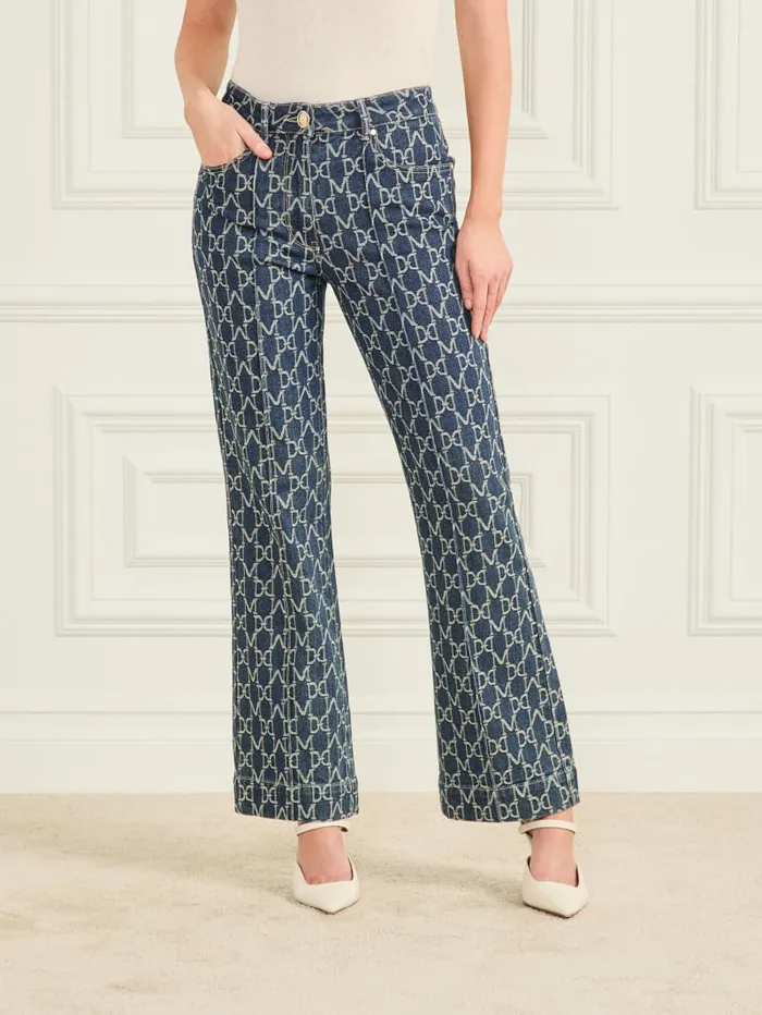 GUESS Bottoms Bea Monogram Denim Pant Blue 8211 Women