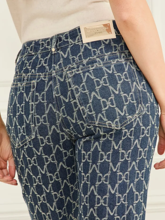 GUESS Bottoms Bea Monogram Denim Pant Blue 8211 Women