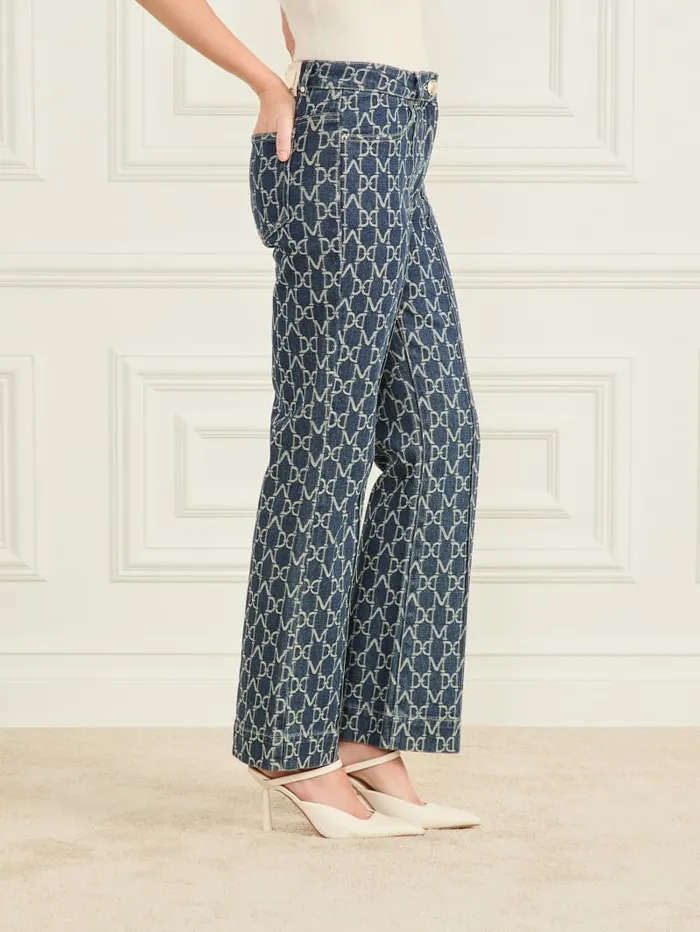GUESS Bottoms Bea Monogram Denim Pant Blue 8211 Women