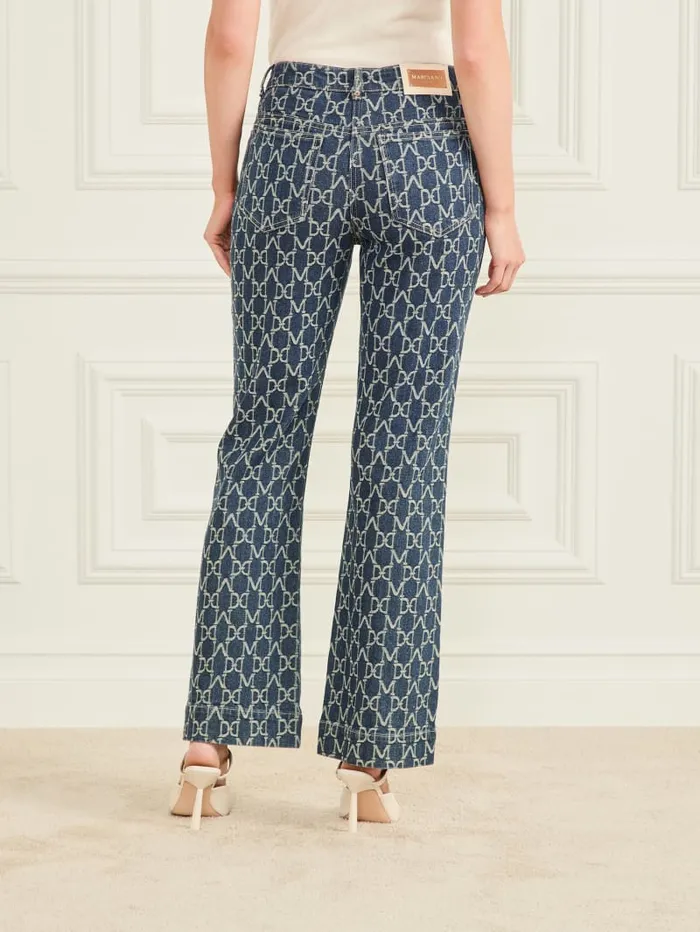 GUESS Bottoms Bea Monogram Denim Pant Blue 8211 Women