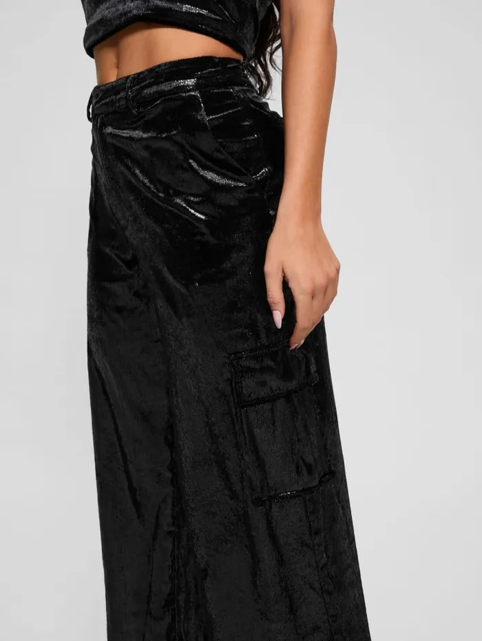 GUESS Bottoms Jolie Velvet Cargo Pants Black 8211 Women