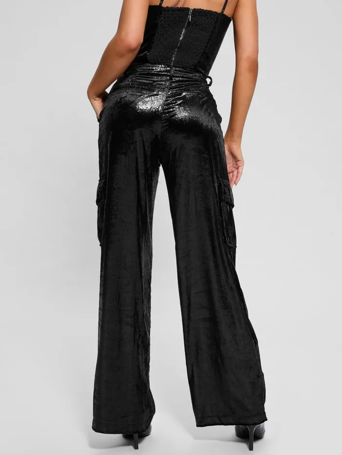 GUESS Bottoms Jolie Velvet Cargo Pants Black 8211 Women