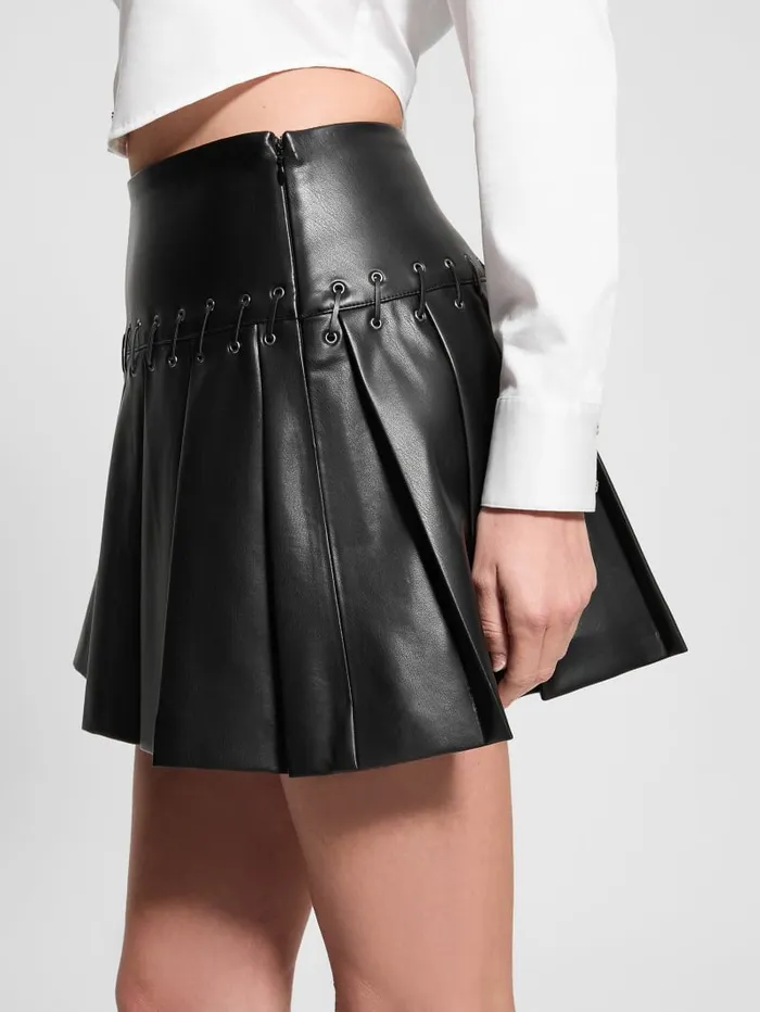 GUESS Bottoms Kamilia FauxLeather Pleated Skirt Black 8211 Women