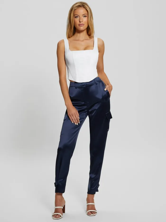 GUESS Bottoms Marzia Satin Joggers Blue 8211 Women