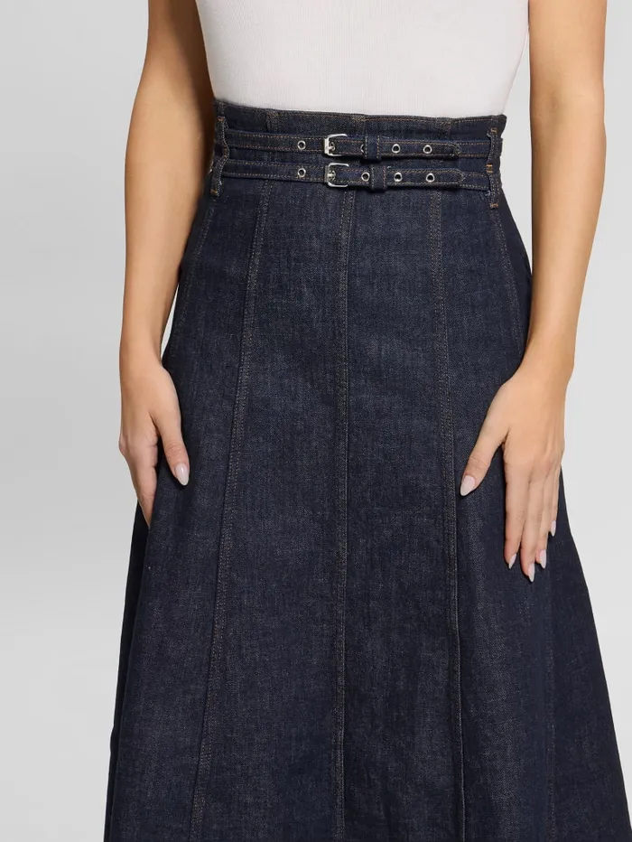 GUESS Bottoms Pam Belted Midi Denim Skirt Blue 8211 Women