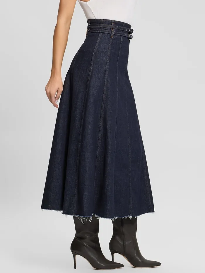 GUESS Bottoms Pam Belted Midi Denim Skirt Blue 8211 Women