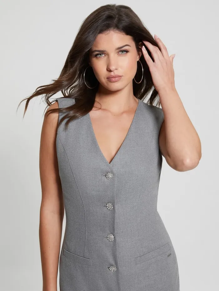 GUESS Dresses and Jumpsuits Eco Doris Buttoned Dress Gray 8211 Women