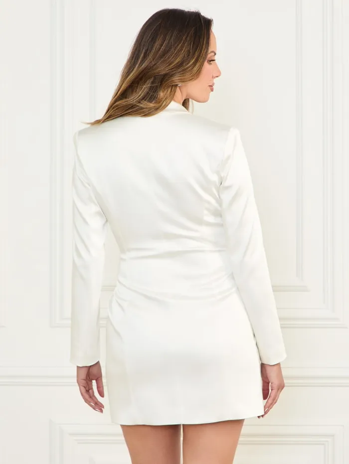 GUESS Dresses and Jumpsuits Elle Satin Blazer Dress White 8211 Women