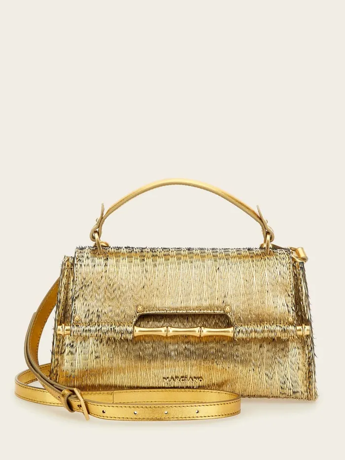 GUESS Evening Bags Alia Textured Satchel Gold 8211 Unisex