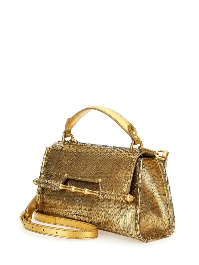 GUESS Evening Bags Alia Textured Satchel Gold 8211 Unisex
