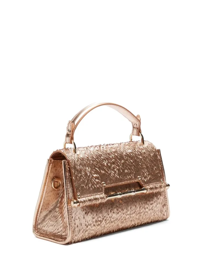 GUESS Evening Bags Alia Textured Satchel Gold 8211 Unisex