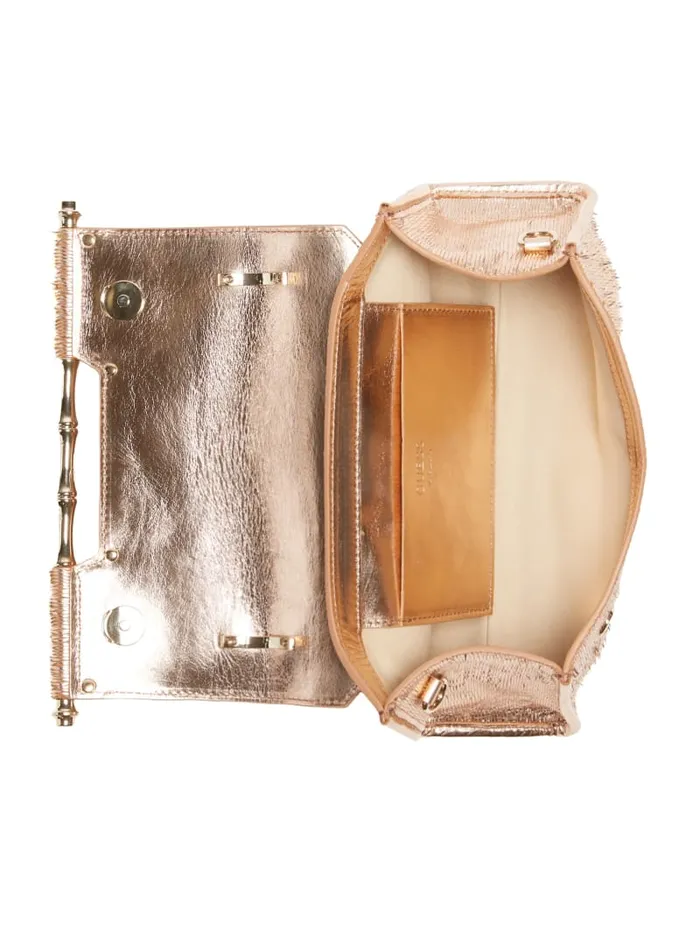 GUESS Evening Bags Alia Textured Satchel Gold 8211 Unisex