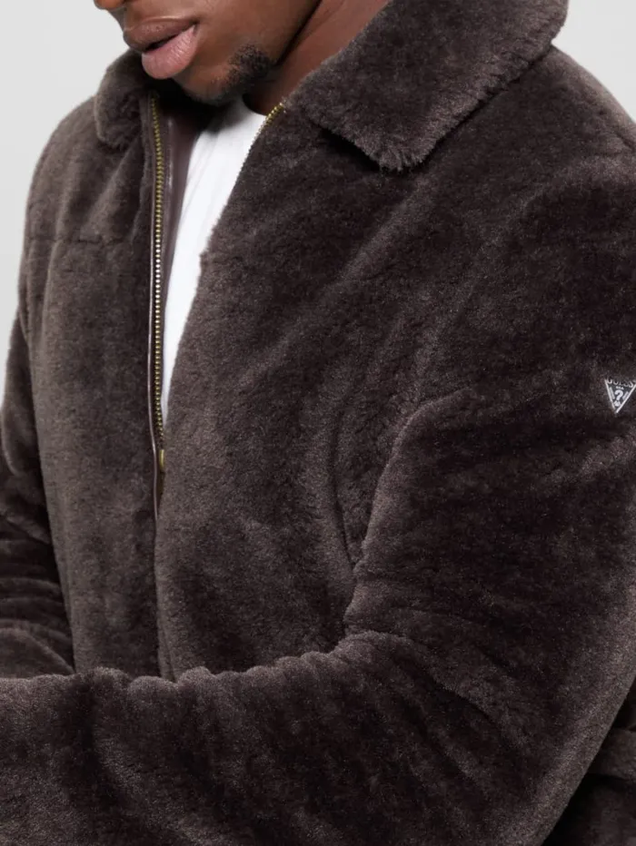 GUESS Featured Styles Eco Teddy Sherpa Jacket Beige 8211 Men