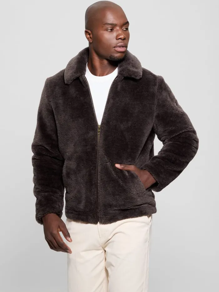 GUESS Featured Styles Eco Teddy Sherpa Jacket Beige 8211 Men