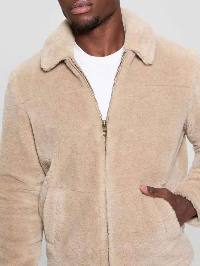 GUESS Featured Styles Eco Teddy Sherpa Jacket Beige 8211 Men