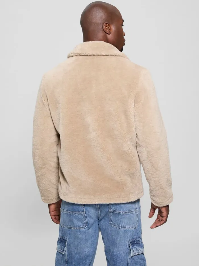 GUESS Featured Styles Eco Teddy Sherpa Jacket Beige 8211 Men