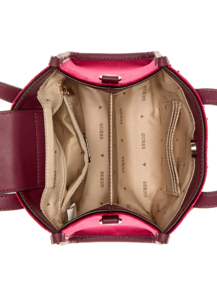 GUESS Handbags Silvana Velvet Mini Tote Red 8211 Women