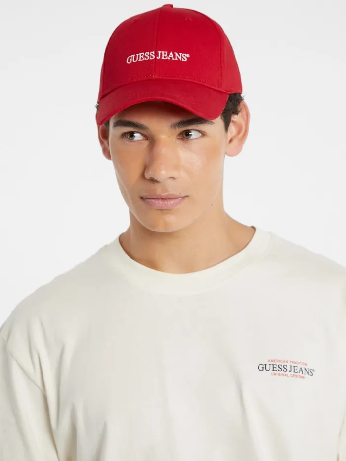GUESS Hats and Scarves Eco Jeans Logo Baseball Cap Red 8211 Men