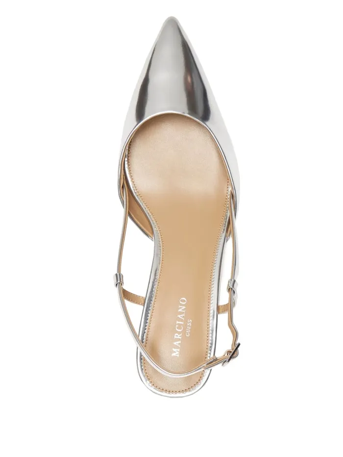 GUESS Heels Jen Metallic Kitten Heels Silver 8211 Unisex
